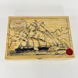 Walkers Wooden Empty Chocolate & Nut Sailing Ship Storage Box 15x10.5
